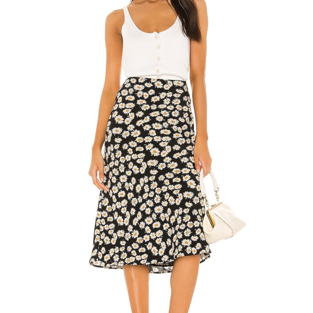 Rails Skirt A Line Midi XS  Black With Daisies
